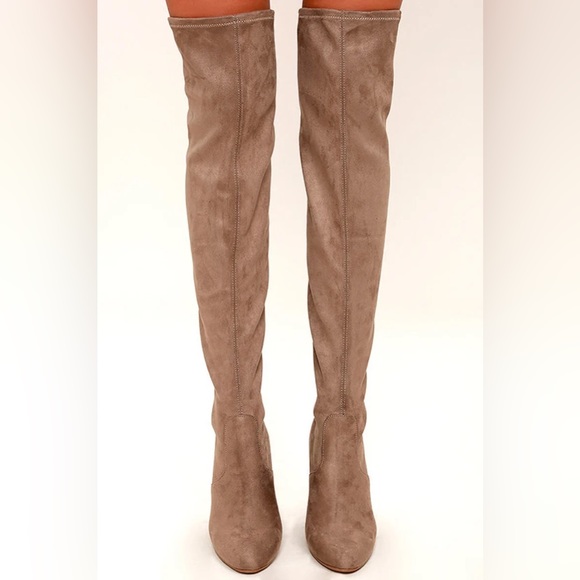 Size 9 | NWOT Steve Madden Emotions Taupe Suede Over the Knee Boots - Picture 3 of 9